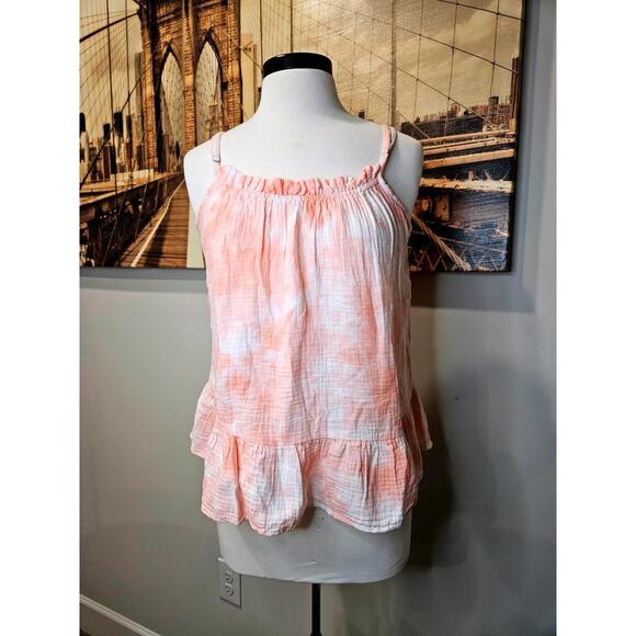 Magaschoni Tops - Nwt Magaschoni Stylish Pink tie-Dye Ruffled Peplum Top